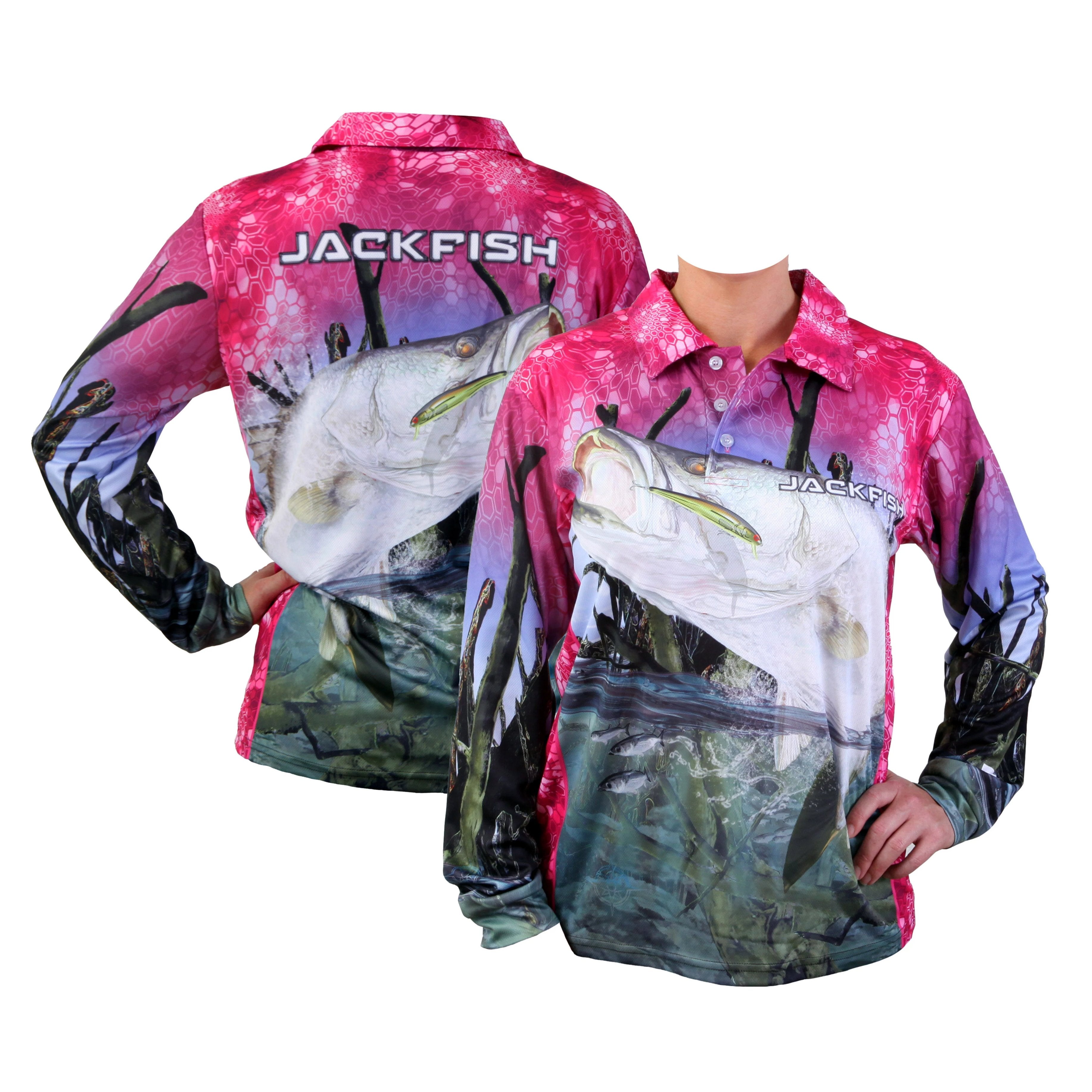 Barramundi Pink Long Sleeve Fishing Shirt